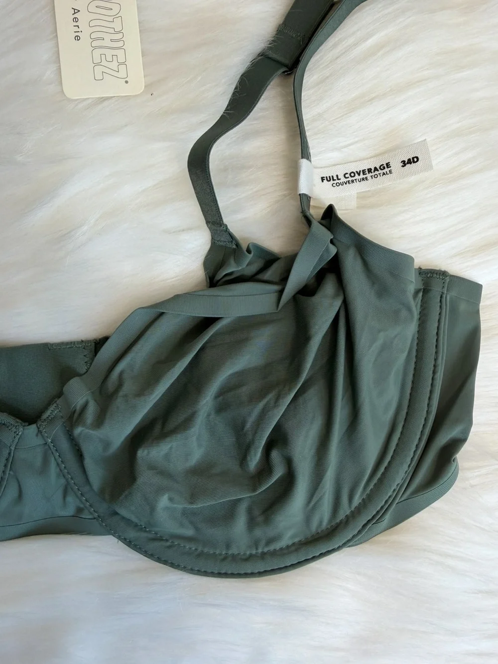 NWT SMOOTHEZ by Aerie Unlined Mesh Full Coverage Underwire Bra Green Size 34D - Picture 4 of 14